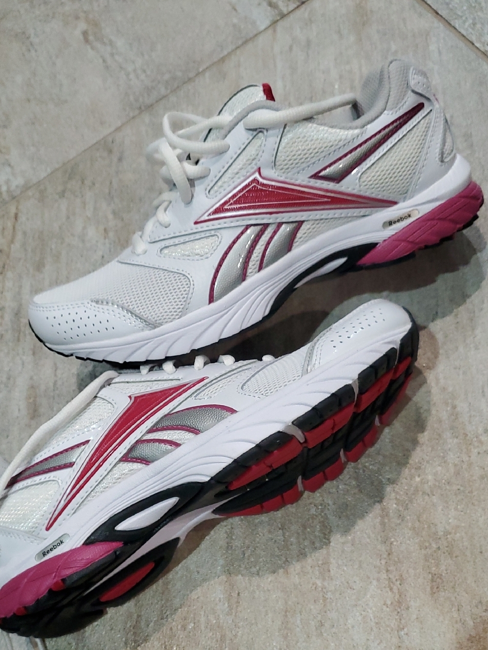 Reebok Women's White and Pink Athletic Sneakers